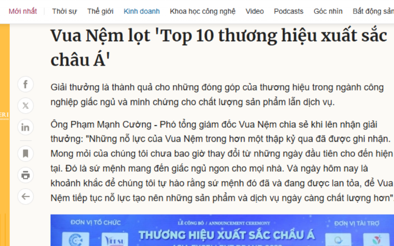 Vua Nệm là nhà bán lẻ nệm và chăn ga gối hàng đầu Việt Nam